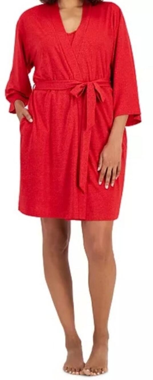 I.N.C. International Concepts Women's 2-Pc. Sparkle Robe & Chemise Set M 155